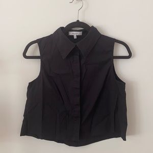Milly Cropped Black Tank Button Up